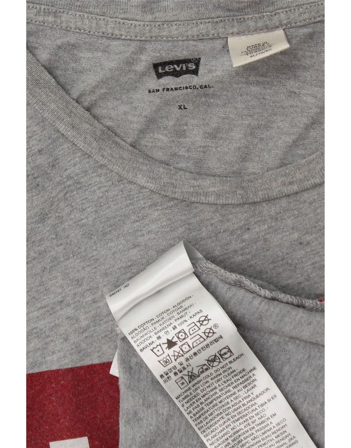Levi's Herre grafisk T-shirt Top XL Grå Flecked Bomuld