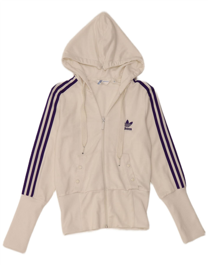 Adidas hættetrøje med lynlås til kvinder EU 36 Lille hvid polyester