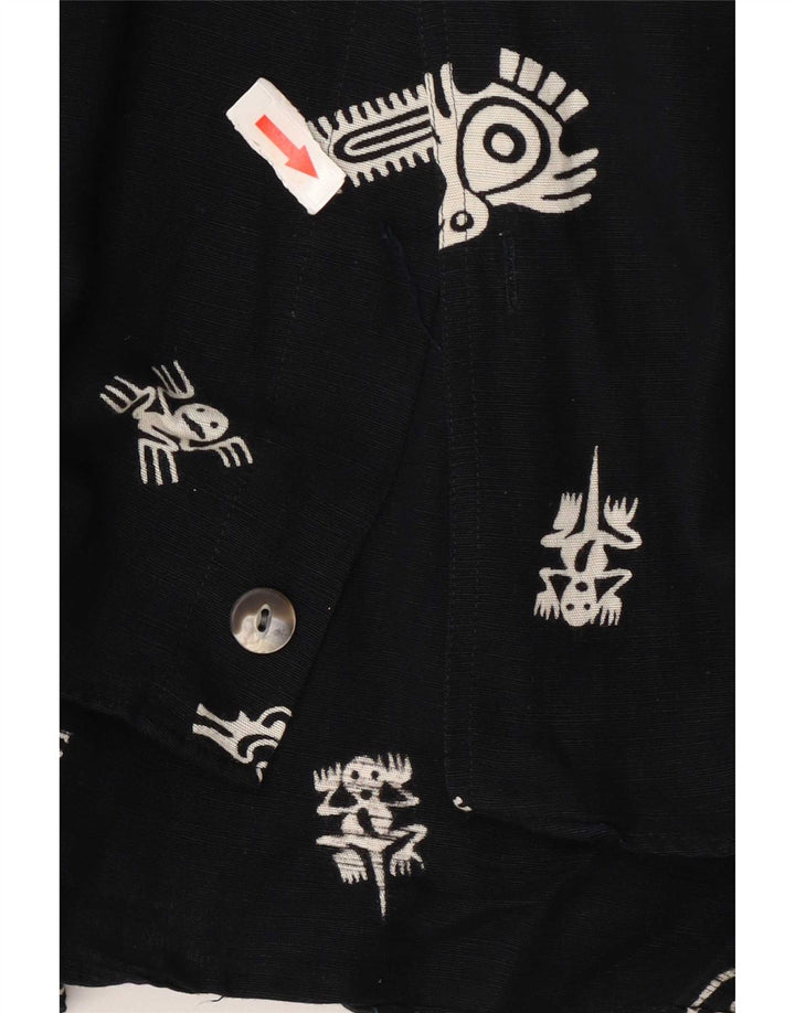 Haupt Herre abstrakt mønster kortærmet skjorte UK 45/46 2XL Navy Blue