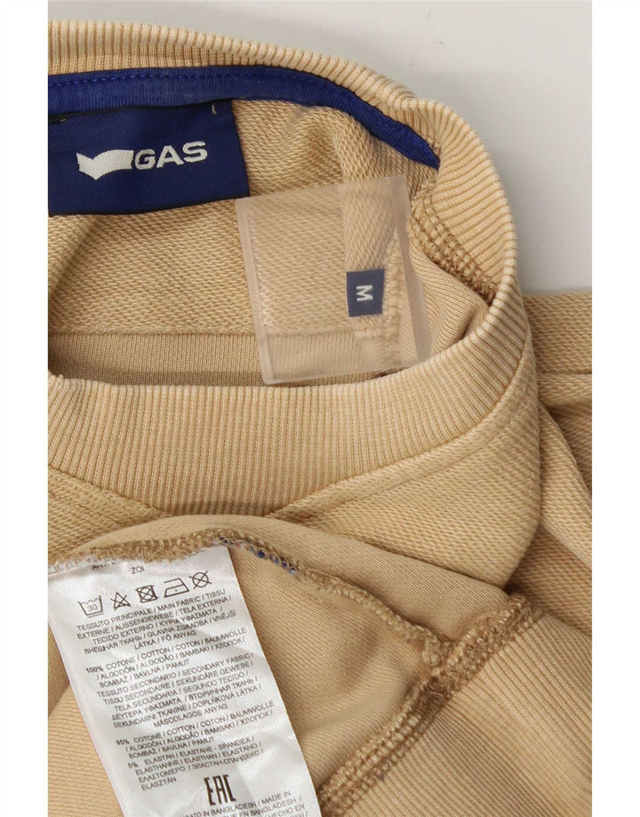 Gas Herre Grafisk Sweatshirt Jumper Medium Beige Bomuld