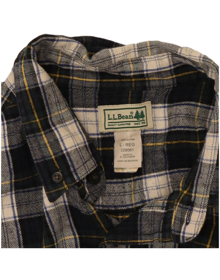 L.L.BEAN Flannelskjorte til mænd Stor marineblå ternet bomuld