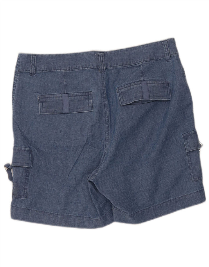 LEE Womens Regular Fit Mid Rise Cargo Shorts US 10 Large W34 Blue Cotton