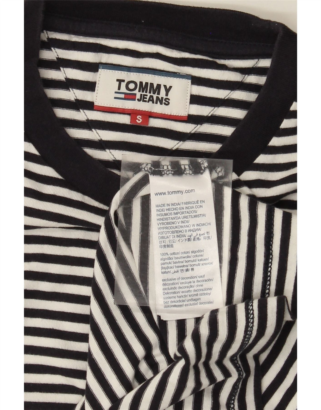 Tommy Hilfiger Herre T-shirt Top Lille sort stribet bomuld