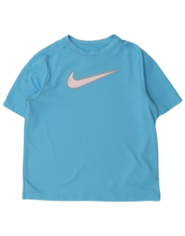 Nike drenge Dri Fit grafisk T-shirt top 13-14 år XL blå polyester