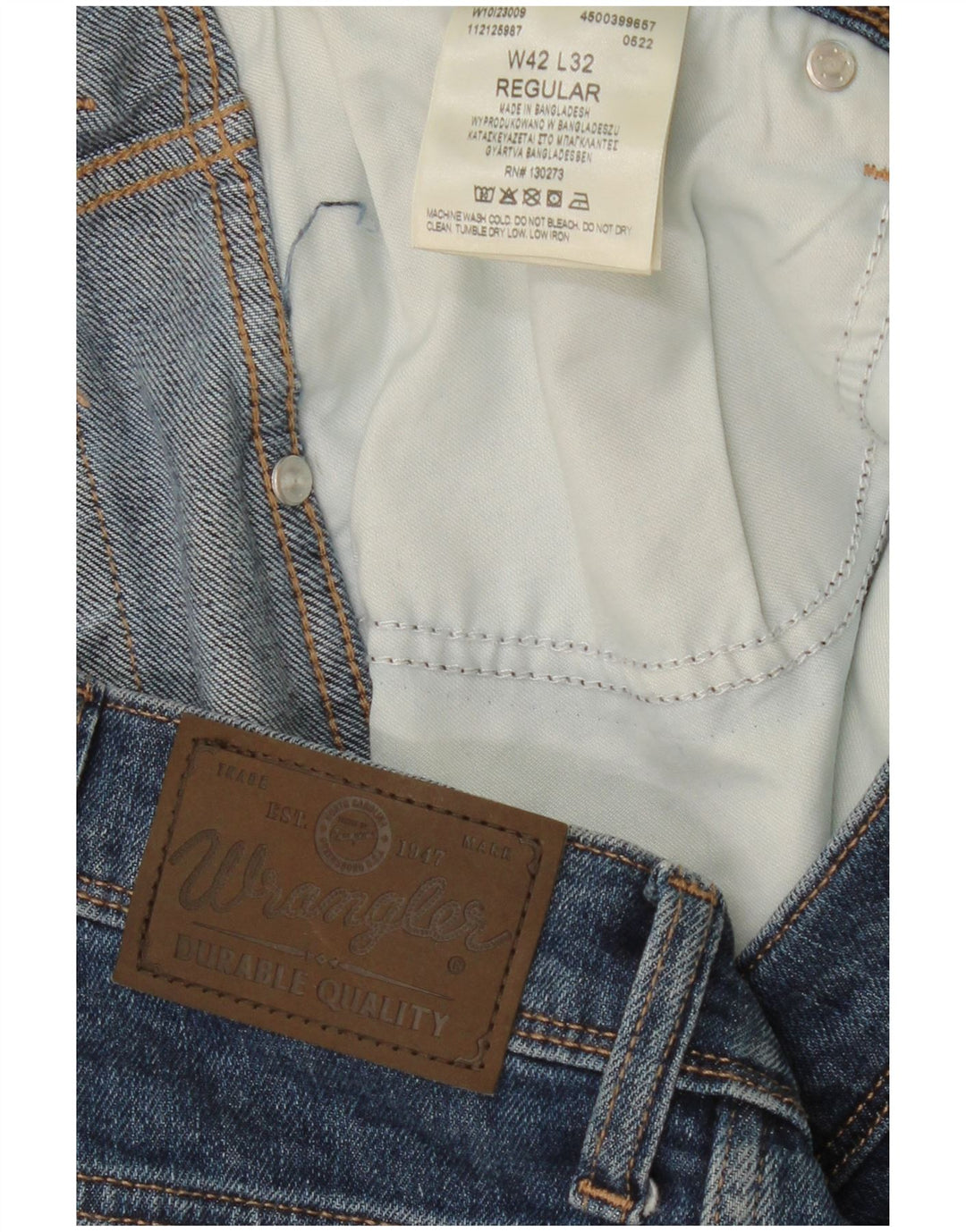 WRANGLER Herre Regular Fit Cropped Straight Jeans W42 L26 Blå Bomuld