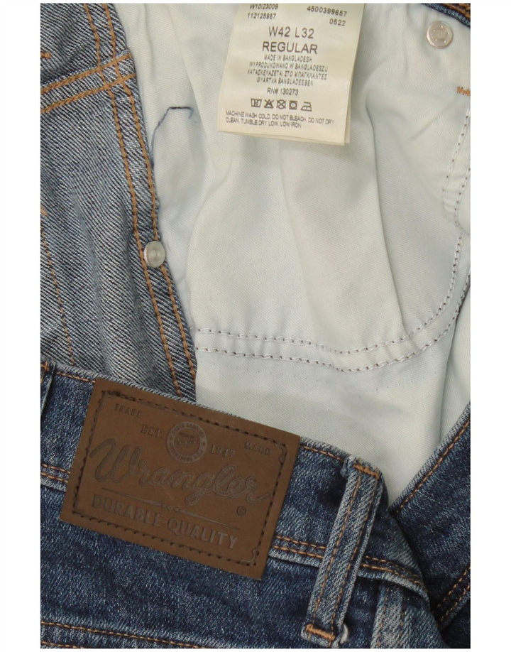 WRANGLER Herre Regular Fit Cropped Straight Jeans W42 L26 Blå Bomuld