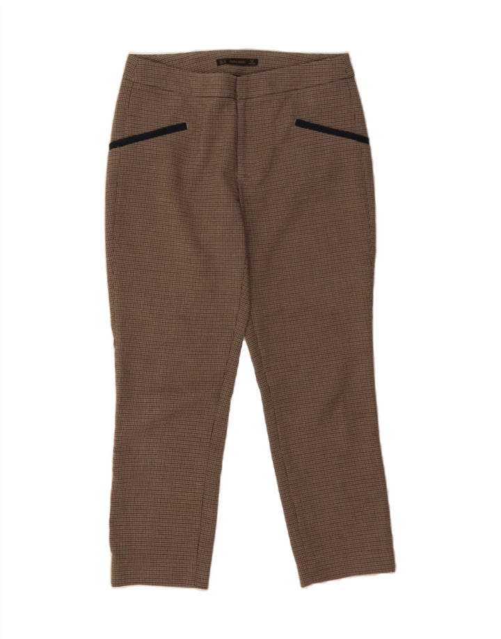 ZARA Womens Straight Cropped Trousers Medium W30 L24 Brown Check Vintage Zara and Second-Hand Zara from Messina Hembry 