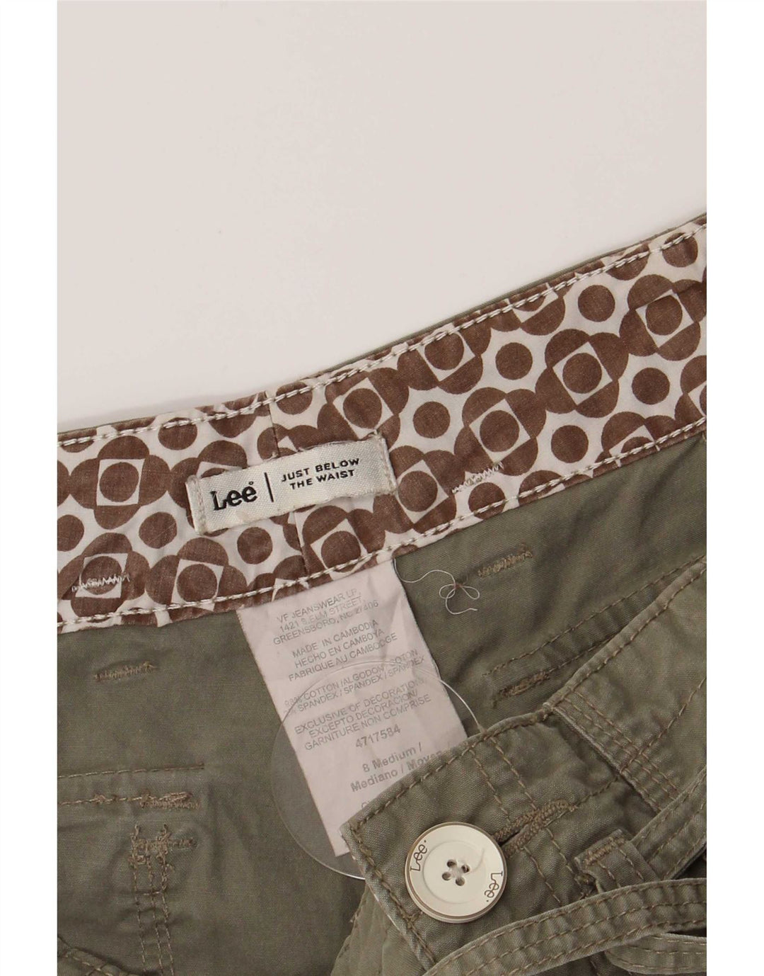Lee Dame Cargo Shorts US 8 Medium W30 Grøn Bomuld