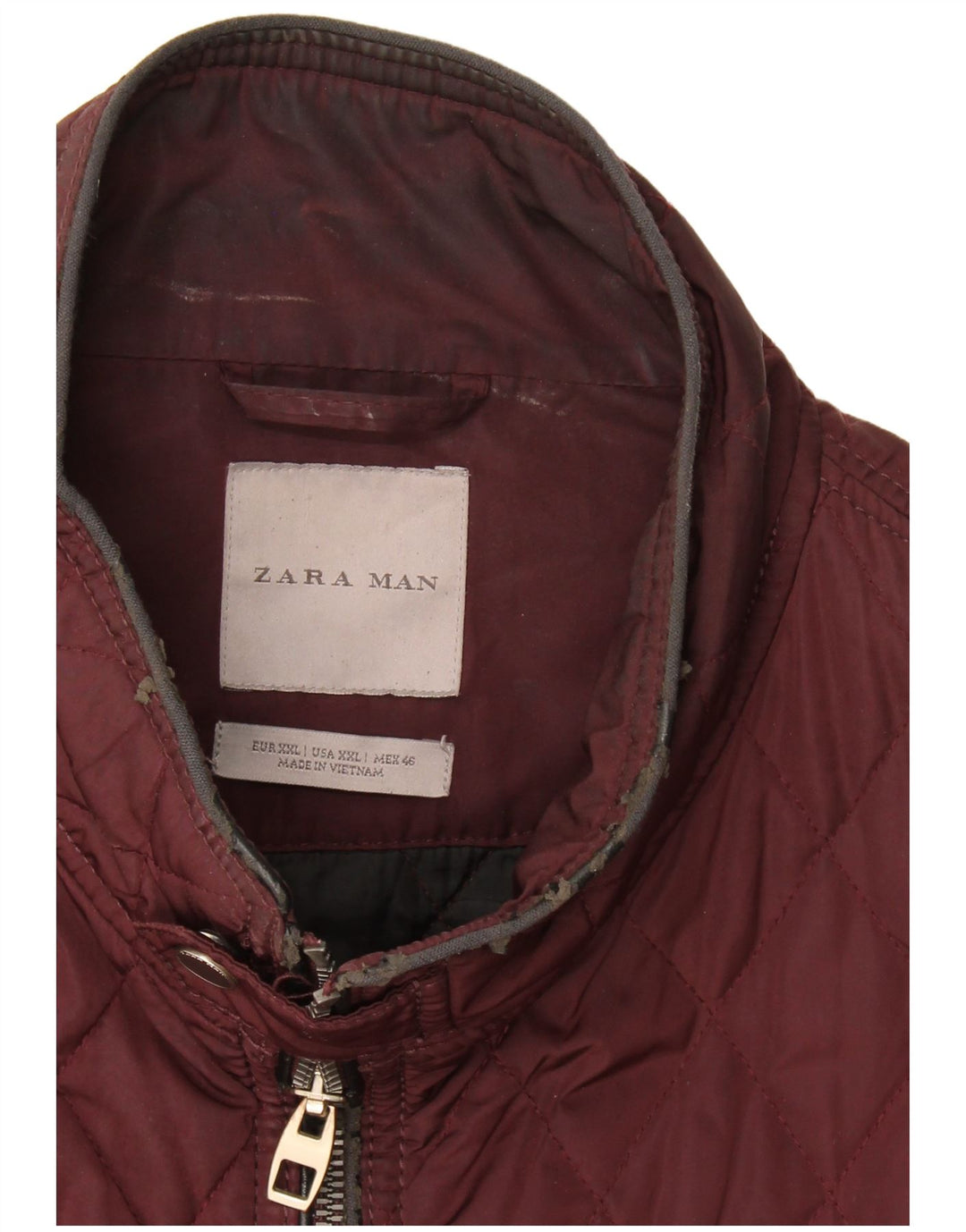 Zara Herre Quiltet Jakke UK 44 2XL Burgundy
