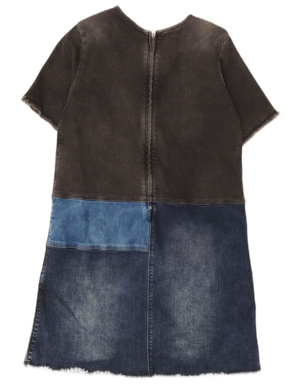 Diesel Pige Denim Kjole 11-12 År Blå Colourblock Bomuld