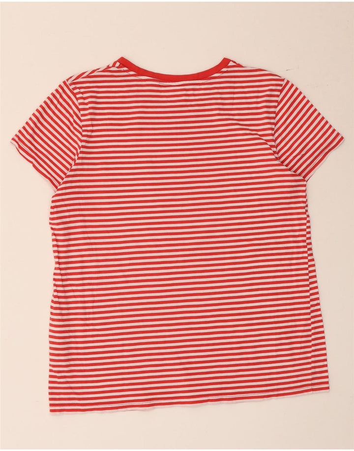 Levi's Dame T-Shirt Top UK 14 Medium Rød Nålestribet Bomuld