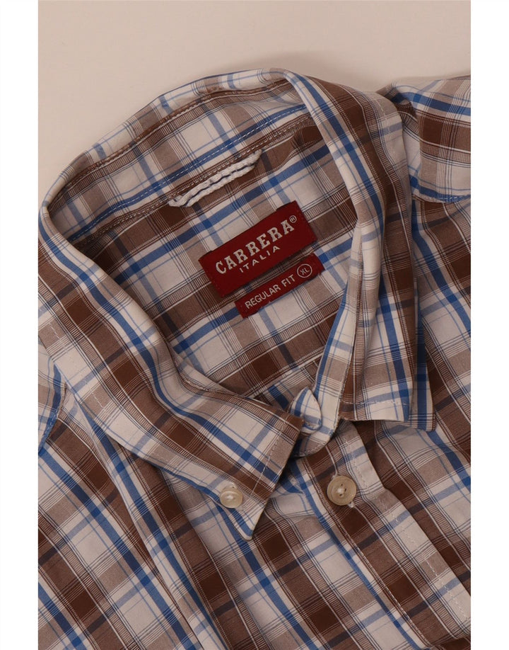 CARRERA herre Regular Fit skjorte XL brun ternet