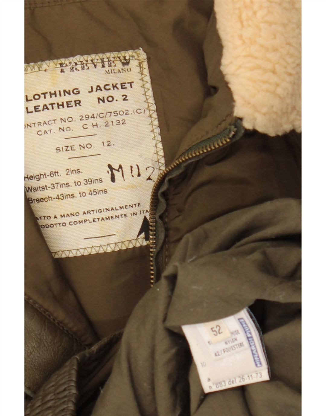 Vintage polstret herrejakke IT 52 XL Khaki Polyamid