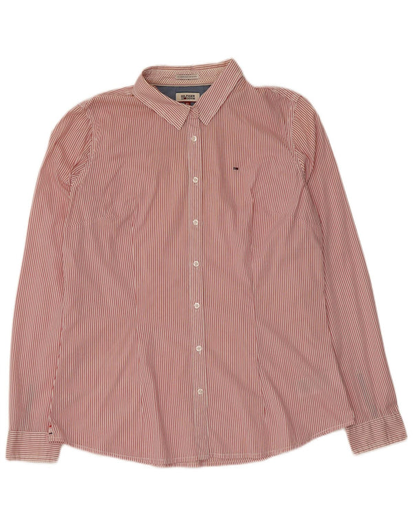 Tommy Hilfiger dameskjorte UK 18 XL rød nålestribet bomuld