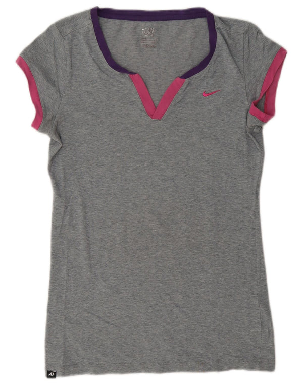 Nike Womens T-Shirt Top UK 12/14 Medium Grey Flecked