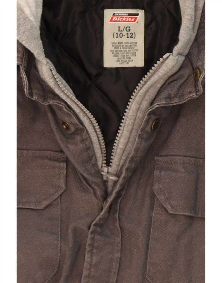 Dickies Boys Hooded Utility Jacket 10-11 Years Large Grey Colourblock