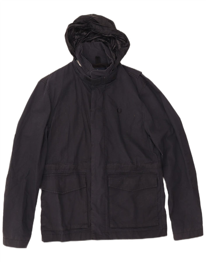 FRED PERRY Vindjakke med hætte til mænd UK 36 Lille marineblå bomuld