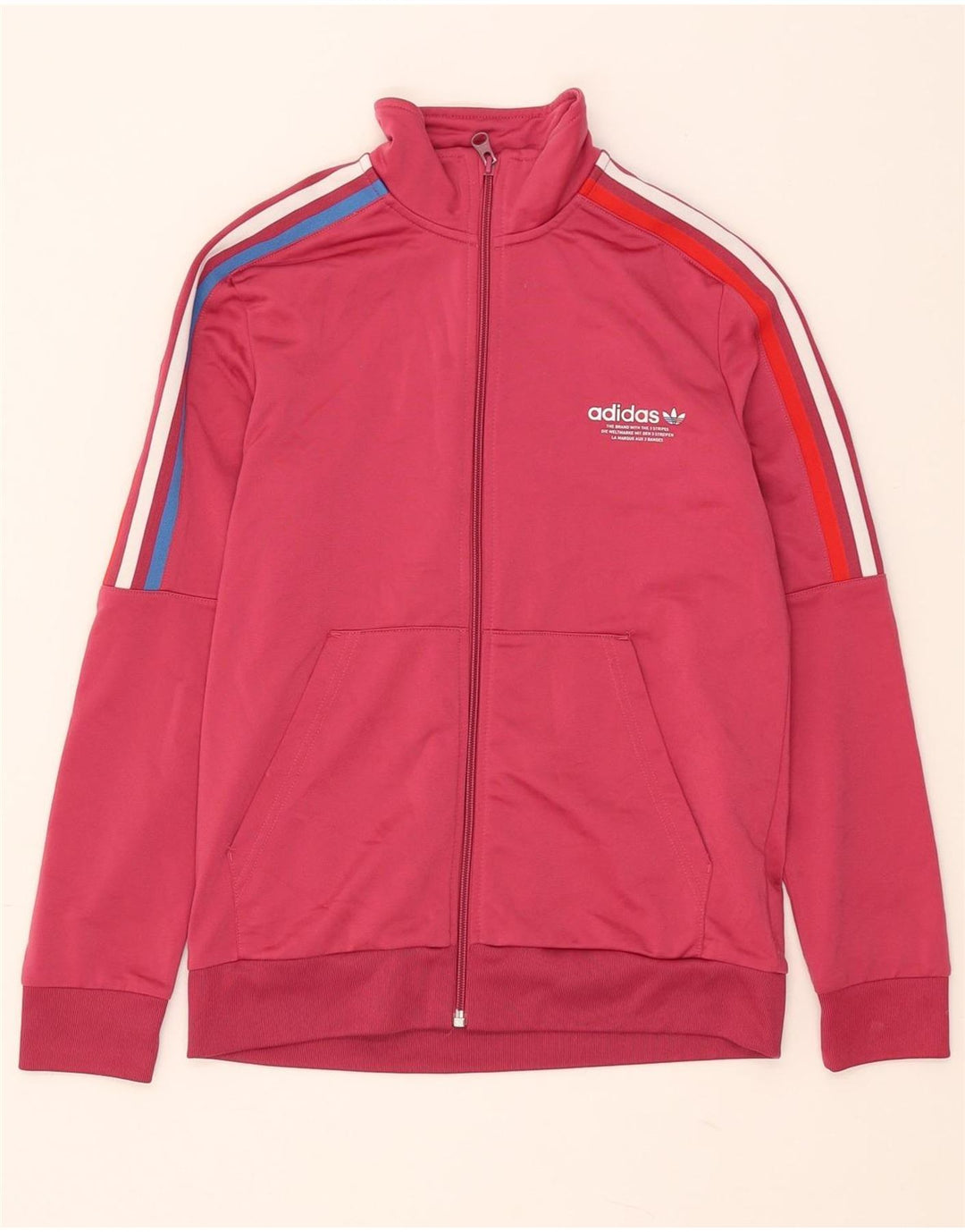 ADIDAS Girls Tracksuit Top Jacket 12-13 Years Pink Polyester