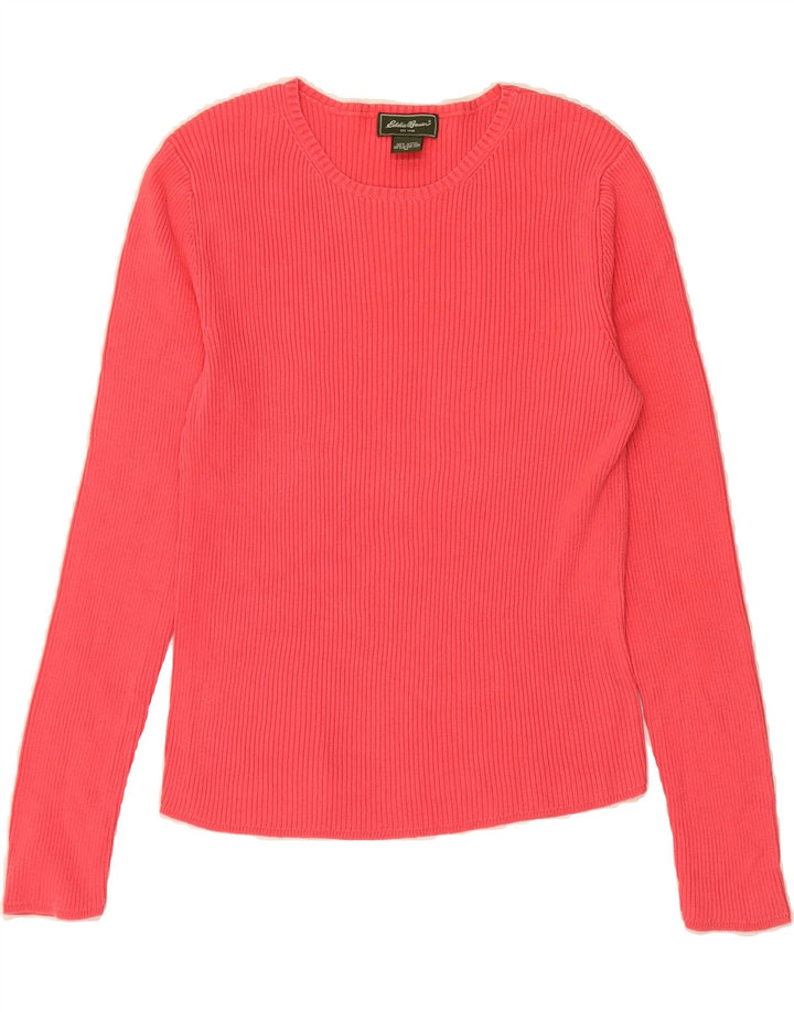 EDDIE BAUER Womens Boat Neck Jumper Sweater UK 12 Medium Red Cotton Vintage Eddie Bauer and Second-Hand Eddie Bauer from Messina Hembry 