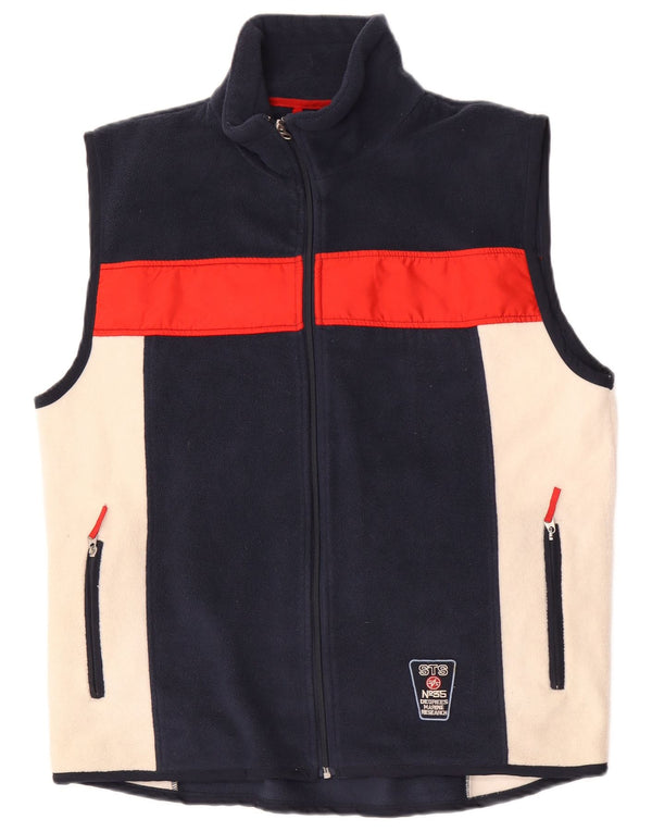 Santostefano Herre grafisk fleece Gilet UK 40 Large Navy Blue Colourblock