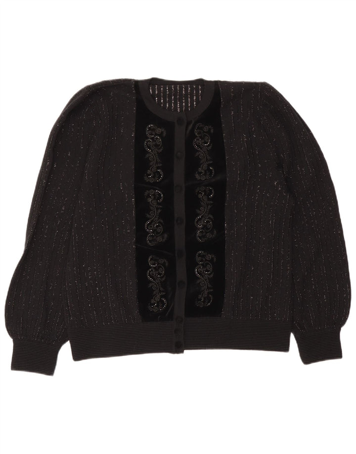 Vintage dame cardigan sweater IT 46 Stor grå stribet uld