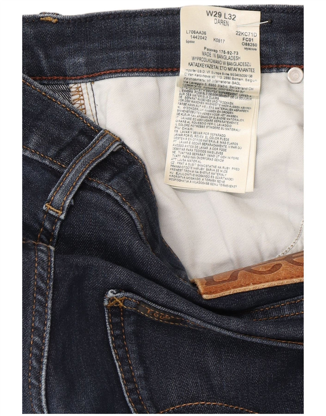 Lee Mens Daren Slim Jeans W29 L32 Marineblå Bomuld