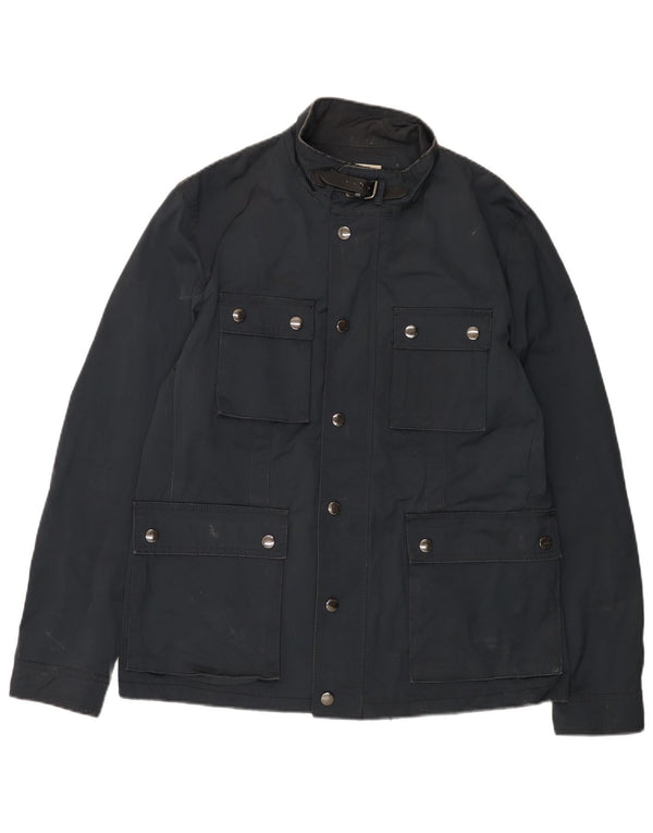 Zara Herre Utility Jacket UK 42 XL Navy Blue Polyester