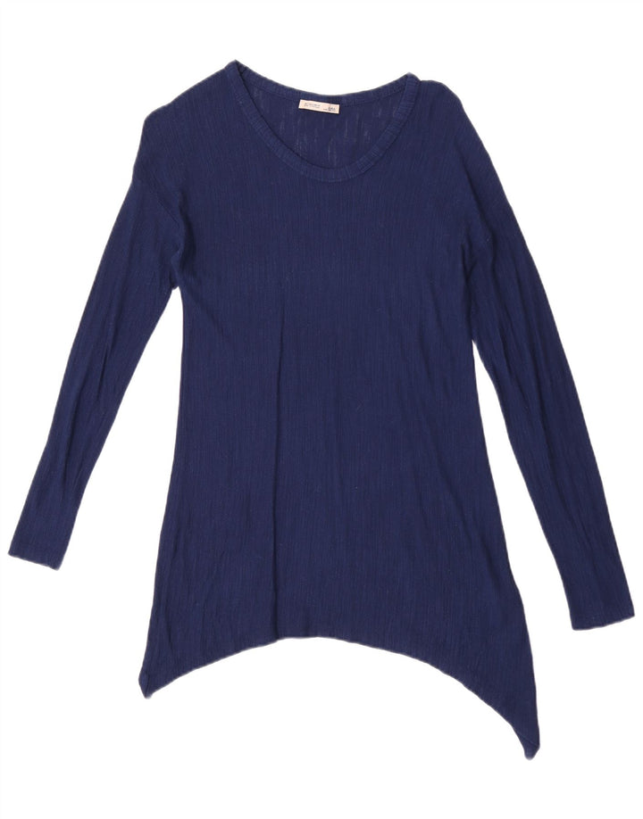 Zara Dame Asymmetrisk Tunika Top UK 10 Small Blue Viscose