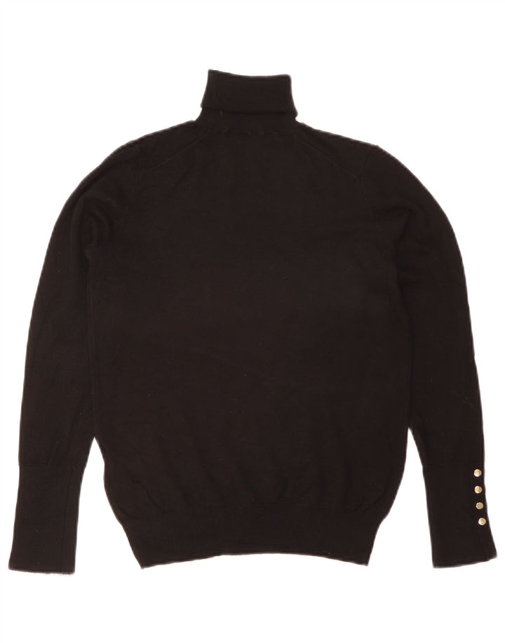 ZARA Dame Rullehalstrøje UK 12 Medium Sort Viscose