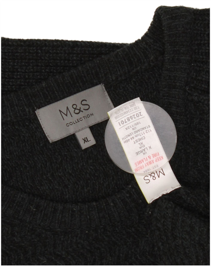 Marks & Spencer Herre sweater med rund hals XL Grå Flecked Acryl