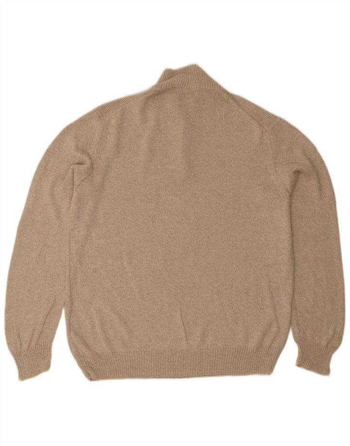 Massimo Dutti Herre Button Neck Jumper Sweater Stor Beige Bomuld