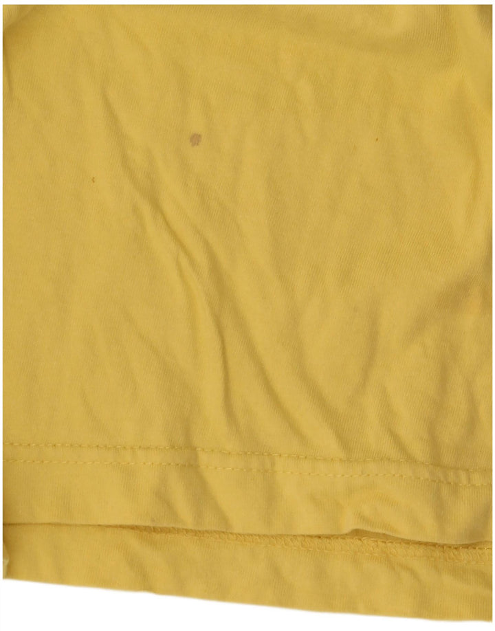 Stefanel Herre Grafisk T-Shirt Top Stor Gul Bomuld