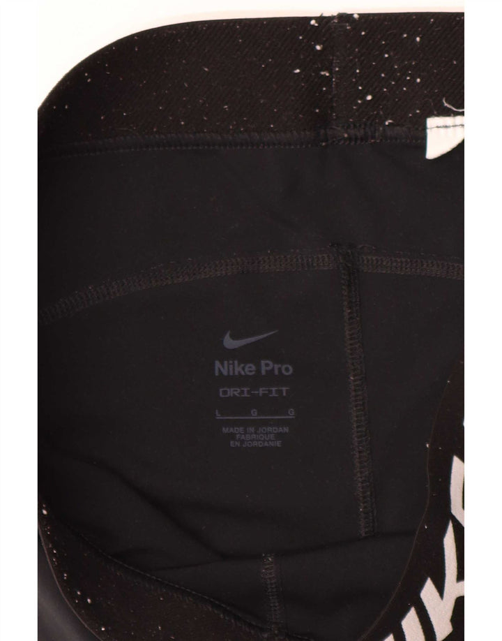 Nike Dame Dri Fit Grafiske Leggings UK 14 Large Sort