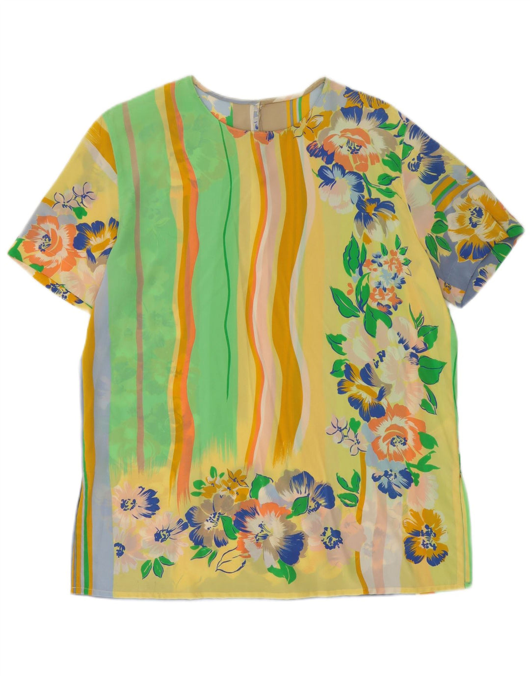 Vintage Damebluse Top UK 14 Large Multicolored Floral