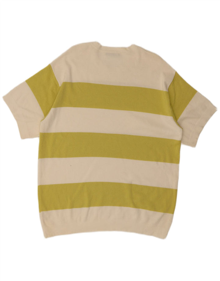 Zara Herre T-Shirt Top Large Off White Colourblock Bomuld