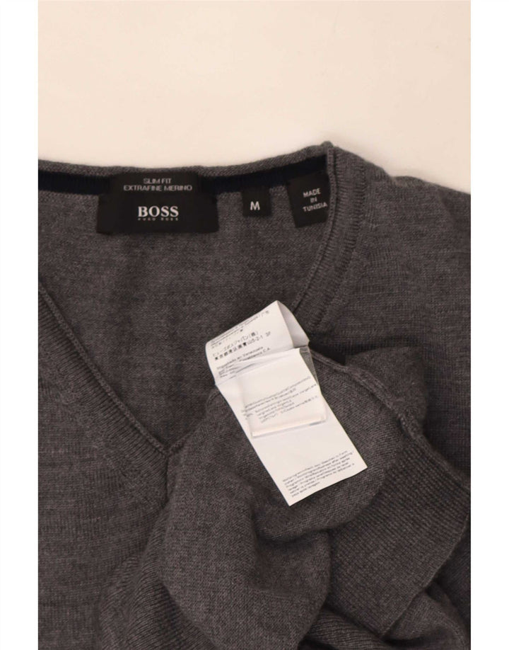 Hugo Boss Herre Slim Fit V-hals sweater Medium Grå Uld
