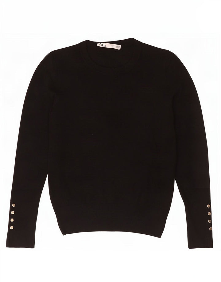Zara Dame sweater med rund hals DK 10 Lille sort viskose
