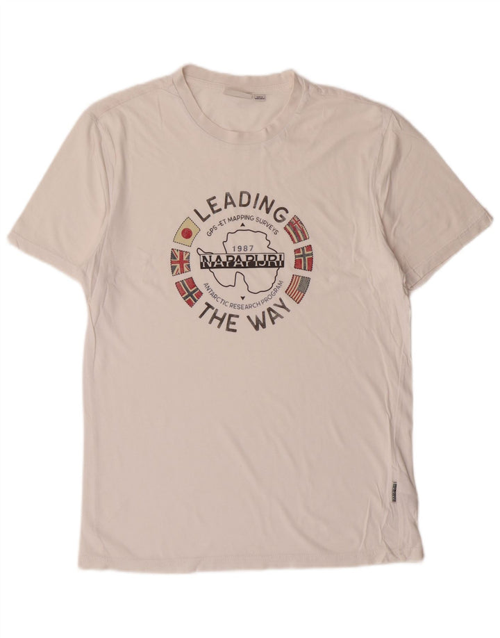 Napapijri Herre grafisk T-shirt Top Lille Off White Bomuld