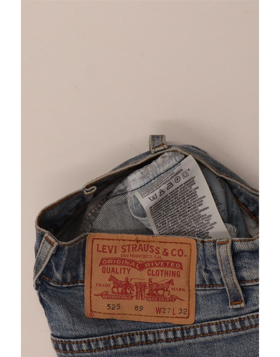 LEVI'S Womens 525 denimshorts W27 Små blå bomuld