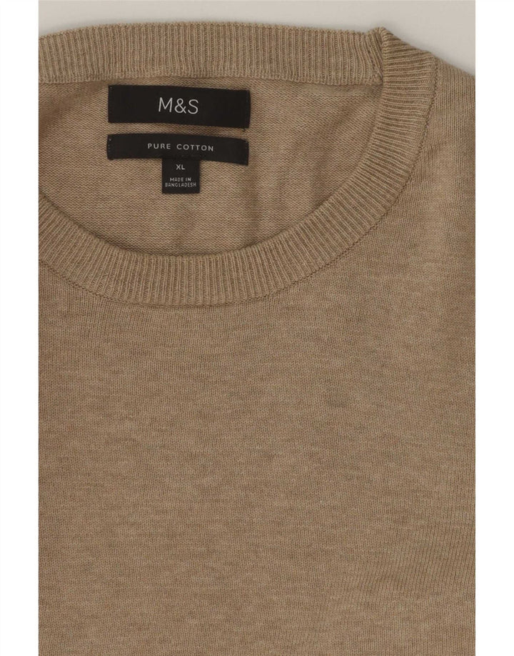 Marks & Spencer Herre sweater med rund hals XL Beige bomuld