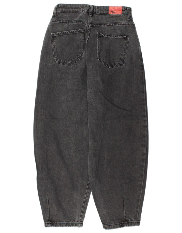ZARA Balloon Crop Højtaljede Jeans EU 34 2XS W24 L25 Grå
