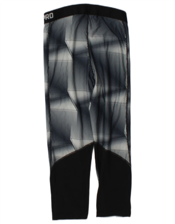 Nike Dame Dri Fit Capri Leggings UK 12 Medium Grey Geometrisk Polyester