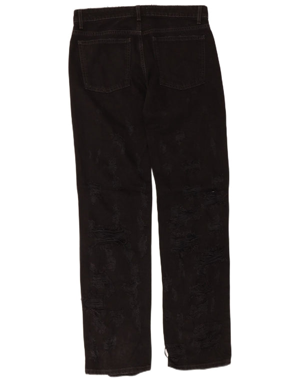 Zara Dame Distressed Low Waist Straight Jeans EU 38 Small W28 L34 Black
