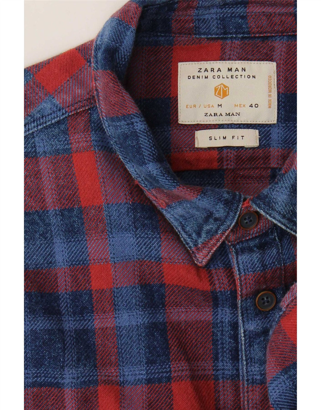 Zara Herre Slim Fit Flanellskjorte Medium Rød Ternet