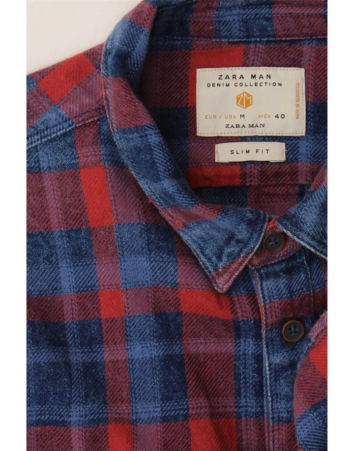 Zara Herre Slim Fit Flanellskjorte Medium Rød Ternet