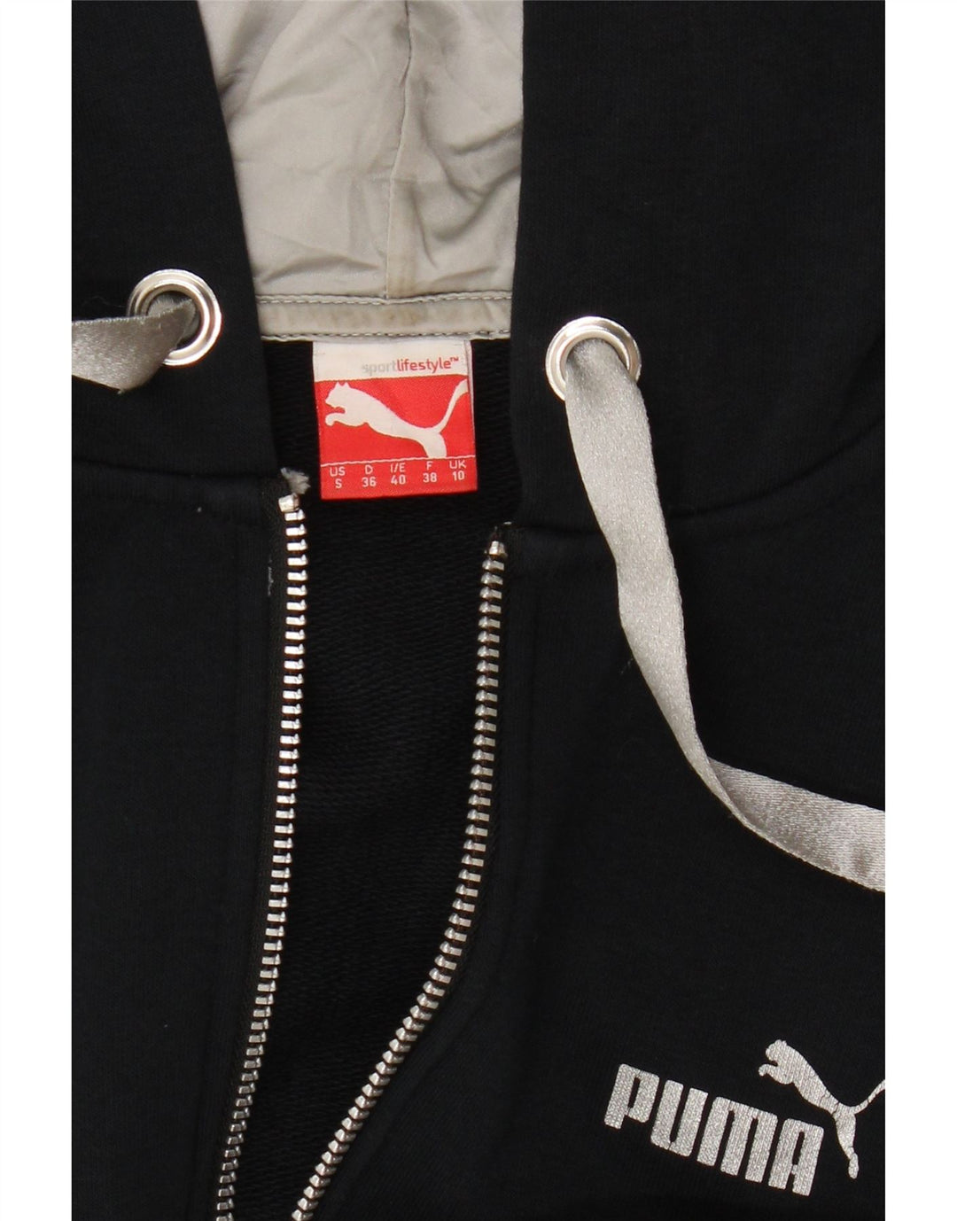 Puma hættetrøje med lynlås til kvinder UK 10 Small Navy Blue