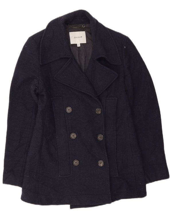 Jigsaw Womens Pea Coat UK 10 Small Navy Blue Uld