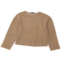 Zara Womens Crop Top Langærmet UK 10 Small Beige Polyester