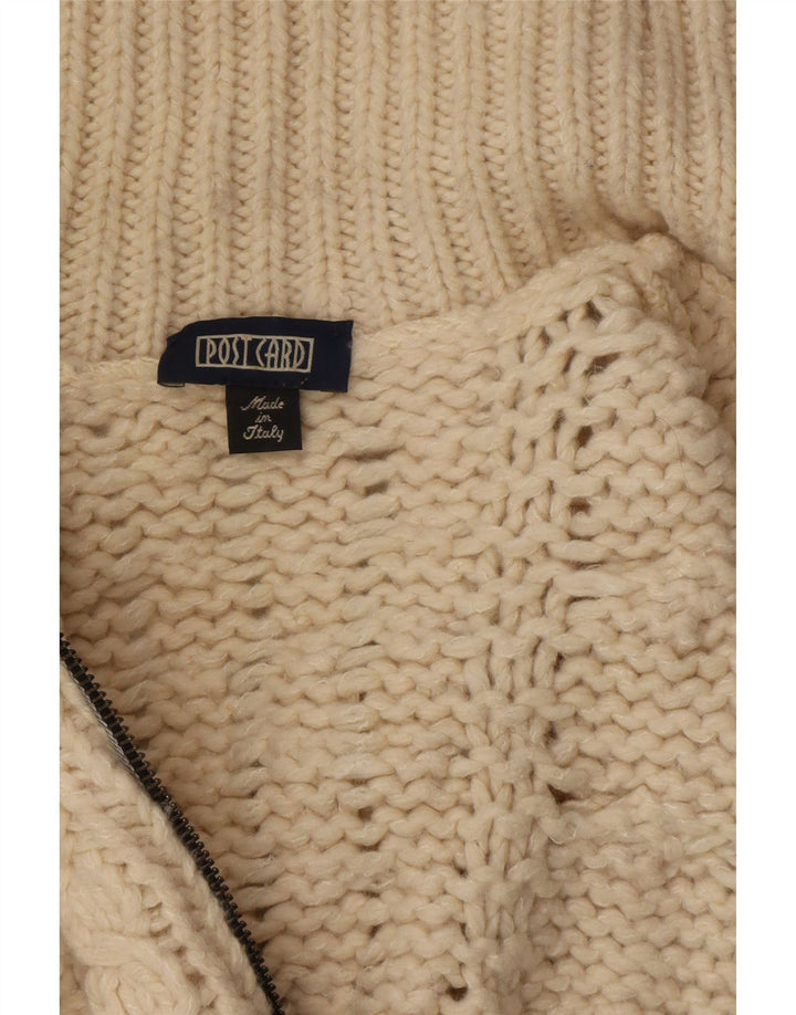 Postkort Herre cardigan sweater med fuld lynlås, lille råhvid uld