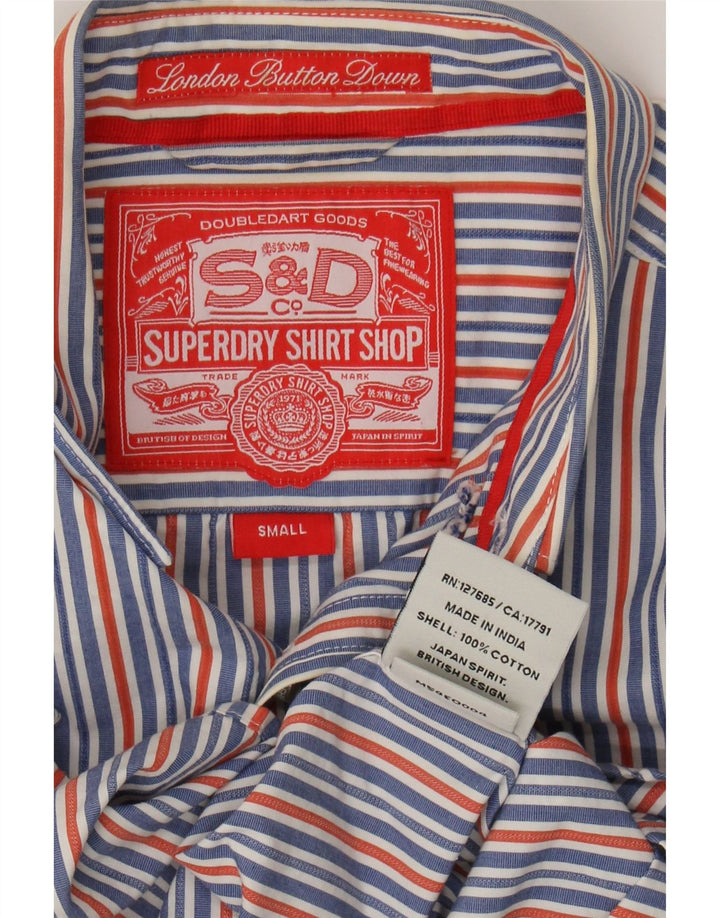 SUPERDRY Mens Shirt Small Blue Striped Cotton